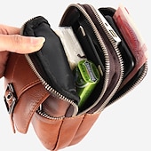abordables Sacs pour homme-sac à bandoulière multi-poches en cuir pour homme – petit sac messager polyvalent avec bandoulière réglable pour les voyages et l&#039;utilisation quotidienne