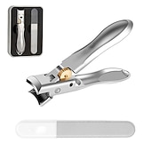 cheap Personal Care &amp; Health-Nail Clipper, Super Sharp Molybdenum Vanadium Steel Nail Clippers for Thick Nails, Wide Jaw Opening No Splash Fingernail Cutters Long Handle with Catcher File (Flat)