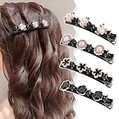 economico Accessori-4 pezzi Per donna Da ragazza Fermaglio per capelli con artiglio per capelli Per Da sera Giornaliero Compleanno Festival Perle finte Resina Nero