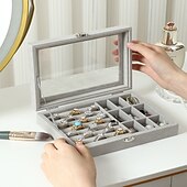 cheap Jewelry &amp; Cosmetic Storage-1PC Large Capacity Velvet Jewelry Box New Rings Necklaces Earrings Earrings Storage Box High-end Sense Organizing Box Dustproof Box