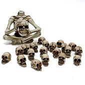 preiswerte Halloween Hängende &amp; Tischdekorationen-20 Stück Mini-Totenköpfe, Halloween, kleiner Skelettkopf, Blumentopf-Dekor, realistischer Totenkopf, Kunsthandwerk, Gartendekoration, Bonsai, Hofornamente