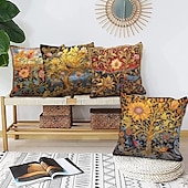 baratos Estilo Vintage-4.0 pçs Poliéster Cobertura de Almofada, Imprimir Art Deco Vintage Lazer Quadrada Tradicional Clássico