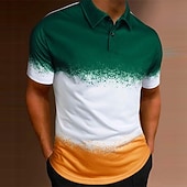 halpa Miesten geometrinen poolo-Miesten Kuvitettu Havaijilaiset poolopaidat Golfpaita Lyhythihainen Poolopaidat Kauluspaidat Vapaa-aika Ranta-asut Lomavaatteet Trooppiset vaatteet Juhla-asut Napit 3D-tulostus Keltainen Punastuvan
