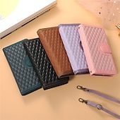 halpa Samsung-kotelot-ylellinen ruudullinen vetoketjullinen lompakko nahkakotelo korttipaikka teline puhelimen kannen kaulanauhalla iphonelle 14 13 12 11 pro xs max xr x 8 7 plus se samsung galaxy s23 s22 s21 s20 ultra s10