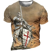 tanie Koszulki z wiarą-Męskie Dla obu płci Krzyż templariuszy Wzory graficzne Soldier Podkoszulek przetarta koszulka Krótki rękaw Podkoszulek Druk 3D Półgolf Koszula Sport Designerskie Codzienny Na zewnątrz Ulica Codzienny
