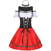 levne Dirndl-Oktoberfest Šaty Cosplay kostým Maškarní Oktoberfest / pivo cosplay Louky Dámské Výkon předvečer Všech svatých Párty / koktejly Tradiční Styl Tkanina Šaty Doplňky do vlasů