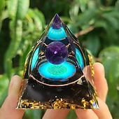 cheap Outdoor Decoration-Orgone Pyramid For Positive Energy And Amethyst Crystal Ball, With Protection From Crystals Energy Generator For Stress Reduce Healing Meditation And Wealth Attraction For Home Decoration