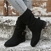 levne Kotníkové boty-Dámské Boty Slouchy boty Větší velikosti Venkovní Denní Pevná barva Boty do lýtka Zima Kačenka Oblá špička Elegantní Na běžné nošení Pohodlné PU Povaleč Černá Hnědá Šedá