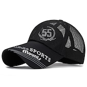 お買い得  メンズ ベースボールキャップ-男性用 ベースボールキャップ 日よけ帽 スポーツキャップ ブラック ホワイト ポリエステル ロングバイザーブリム トラベル リフレッシング ビーチスタイル アウトドア バケーション レタープリント 調整可能