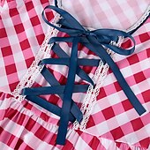 billige Dirndl-Oktoberfest Dirndl Trachtenkleader Oktoberfest / øl bayerske bayerske Wiesn Tradisjonell stil Enger Dame Tradisjonell stil klut Topp Kjole Forkle