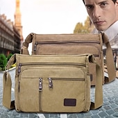 お買い得  メンズバッグ-メンズ ヴィンテージ キャンバス クロスボディ メッセンジャーバッグ – 旅行、仕事、日常使いに最適なマルチポケット ショルダーバッグ