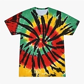 billige Retro grafikk-Disk Tie Dye T-skjorte Animé 3D Graphic Til Par Herre Dame Voksne Maskerade 3D-utskrift Fritid / hverdag