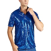preiswerte Oberteile-Retro Vintage 1970er Rave T-Shirt Polo Kurze Ärmel Disco Pailletten Herren Halloween Karneval Musikfestival Pride Parade Pride-Monat Erwachsene T-shirt Frühling &amp; Sommer