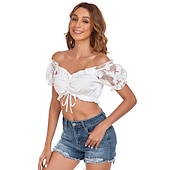 voordelige Bloezen-Oktoberfest Dirndl-blouse Oktoberfest / bier Bavarian Wiesn Traditionele stijl Weiden Dames Doek in traditionele stijl Top