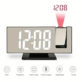 abordables Décorations et veilleuses-nouvelle horloge de projection led multifonctionnel réveil numérique horloge électronique photosensible automatique avec usb plug-in transfrontalier