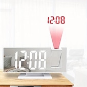 abordables Décorations et veilleuses-nouvelle horloge de projection led multifonctionnel réveil numérique horloge électronique photosensible automatique avec usb plug-in transfrontalier
