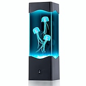 billige Dekorative lys-flerfarge manet lava lampe usb drevet akvarium nattlys med 3 maneter, kontorrom skrivebord dekorasjon gaver til jul bursdagsferie
