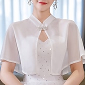 economico Stole da matrimonio-Cappotto avvolgente donna vintage elegante senza maniche avvolge con colore puro per matrimonio vestito estivo per impressionare