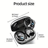 お買い得  ワイヤレスヘッドホン-ランニング用ワイヤレス イヤフォン IPX7 防水 イヤフォン イヤーフック付き 60時間バッテリー デュアル LED ディスプレイ ピュアバス音