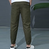 preiswerte Unterteile-Leinenhose für Jungen, Hose mit Tasche, einfarbig, atmungsaktiv, Komforthose, Outdoor, cool, täglich, Basic, Armeegrün, Marineblau, Khaki, mittlere Taille