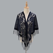 abordables envolturas de invitados de boda-Bufanda de borla triangular con bordado de flores, chal hueco de color sólido, protector solar para exteriores, envoltura para la cabeza de viaje, accesorios para el cabello para bodas de otoño