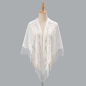 abordables envolturas de invitados de boda-Bufanda de borla triangular con bordado de flores, chal hueco de color sólido, protector solar para exteriores, envoltura para la cabeza de viaje, accesorios para el cabello para bodas de otoño