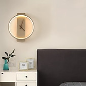 abordables Apliques de pared para interior-Lámpara de pared interior con reloj, lámpara de pared decorativa creativa, diseño de reloj real de 30 cm, accesorio de iluminación montado en la pared de metal para dormitorio, cabecera, pasillo, sala