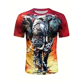 お買い得  アニマルプリントTシャツ-男性用 グラフィック 動物 ライオン Tシャツ 半袖 Tシャツ 3Dプリント クルーネック シャツ ヴィンテージ ファッション デザイナー アウトドア 日常 スポーツ ブラック イエロー ルビーレッド 春夏 衣類 S M L XL 2XL 3XL