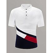 cheap Men&#039;s Classic Polo-Men&#039;s Button Up Polos Polo Shirt Casual Holiday Lapel Short Sleeve Fashion Basic Color Block Button Summer Regular Fit Navy White Red / White Button Up Polos