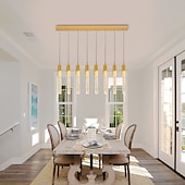 economico Luci Isola cucina-lampada a sospensione a led dimmerabile 1/2/4/5/8 testa lampada moderna in cristallo per isola da cucina, illuminazione a sospensione regolabile per isola cucina, lampadario a led in oro nero per sala