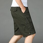 baratos Clássico-Homens Bermuda Cargo Calção Shorts de verão Shorts de Trilha Com Cordão Cintura elástica Bolso multi Tecido Conforto Macio Comprimento do joelho Ao ar livre Diário Para Noite Moda Casual Exército