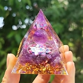 cheap Outdoor Decoration-Orgone Pyramid For Positive Energy And Amethyst Crystal Ball, With Protection From Crystals Energy Generator For Stress Reduce Healing Meditation And Wealth Attraction For Home Decoration