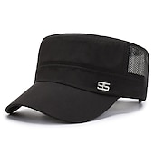cheap Men&#039;s Hats-Men&#039;s Military Cap Cadet Hat Black Deep Blue Polyester Travel Beach Outdoor Vacation Plain Adjustable Sunscreen Breathable