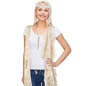 preiswerte Outfits-Hippie Retro Vintage 1960er 1970er Cosplay Kostüm Austattungen Zubehörset Wildlederweste Damen Kostüm Jahrgang Cosplay Party / Abend Maskerade Weste Karneval Schlager Outfit
