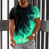 ieftine tricouri de Halloween-Bărbați Grafic Flacără Tricou Cămașă Flame Manșon scurt Tricou Tipărire 3D Stil Nautic Cămașă Epocă Modă Designer În aer liber Zilnic Sport Verde Deschis Roșu-aprins Albastru Primavara vara