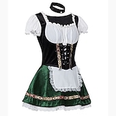 cheap Dirndl-Carnival Oktoberfest Beer Outfits Petticoat Hoop Skirt Tutu Maid German Munich Wiesn Women&#039;s Traditional Style Cloth Dress Apron