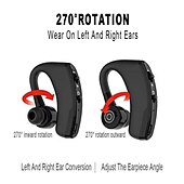 お買い得  ワイヤレスヘッドホン-1PC ワイヤレスBluetoothビジネスヘッドフォン マイク付き ボイスコントロール ハンズフリーイヤフォン ステレオノイズキャンセリング イヤーフックBluetoothヘッドセット スマートフォン用