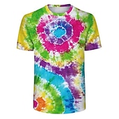 billige Retro grafikk-Disk Tie Dye T-skjorte Animé 3D Graphic Til Par Herre Dame Voksne Karneval Maskerade 3D-utskrift Fritid / hverdag