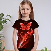 Χαμηλού Κόστους Το 3D Όραμα της Κοπέλας &amp; Λαμπερό-Κοριτσίστικα 3D Γραφική Ζώο Πεταλούδα Κοντομάνικη μπλούζα Κοντομάνικο Κοντομάνικο 3D εκτύπωση Καλοκαίρι Άνοιξη Ενεργό Μοντέρνα χαριτωμένο στυλ Πολυεστέρας Παιδιά 3-12 χρόνια ΕΞΩΤΕΡΙΚΟΥ ΧΩΡΟΥ Causal