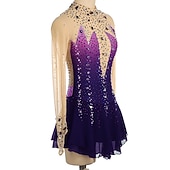 abordables Vestidos de Patinaje Artístico-Vestido de patinaje artístico Mujer Chica Patinaje Sobre Hielo Vestidos Borgoña Azul Real Púrpula Claro Dedo Pulgar Espalda Abierta Licra Alta elasticidad Entrenamiento Competición Ropa de Patinaje