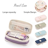 cheap Pencil Cases &amp; Holders-Multifunctional Cosmetic Bag Macaroon Big Capacity Double-layer Canvas Pencil Case Travel Storage Pouch School Supplies, Back to School Gift