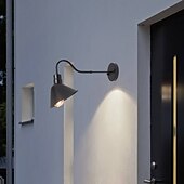 baratos luzes de parede ao ar livre-Candelabro de parede de pescoço de ganso de luz de celeiro externo/interno ip65 à prova d&#039;água montagem em parede de fazenda vintage luminária exterior preto fosco para varanda frontal, casa, garagem,