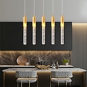 economico Luci Isola cucina-lampada a sospensione a led dimmerabile 1/2/4/5/8 testa lampada moderna in cristallo per isola da cucina, illuminazione a sospensione regolabile per isola cucina, lampadario a led in oro nero per sala