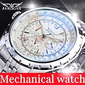 cheap Mechanical Watches-JARAGAR Mechanical Watch for Men Aviator Series Military True Men Sport Automatic Watch Luxury Stainless Steel Mechanical Male Clock Hour Luminous Wristwatch Blue Glass