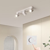 お買い得  シーリングライト調光可能タイプ-LED スマートシーリングスポットライト、コントロールパネル付き 30 センチメートル/50 センチメートル 2/3 ヘッド指向性天井マウント照明器具、調整可能な表面実装スポットライト、廊下ギャラリーショップラウンド天井スポットライト固定トラック照明