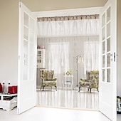 economico Tende macrame e stringa-Tende A Stringhe Sparkle Tenda Della Porta Fly Tenda Bastone Della Tenda, Tende Pannello Divisorio Porta Finestra Zanzariera Per La Decorazione Della Parete Della Porta E Della Finestra,100*200cm