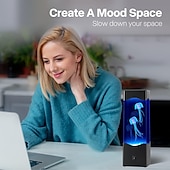 billige Dekorative lys-flerfarge manet lava lampe usb drevet akvarium nattlys med 3 maneter, kontorrom skrivebord dekorasjon gaver til jul bursdagsferie