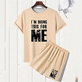 abordables Ensembles de t-shirts imprimés pour hommes-ensemble chemise graphique short et t-shirt pour hommes tenues lettre col rond vêtements vêtements impression 3D en plein air manches quotidiennes 2 pièces 2 pièces je fais ça pour l'anniversaire de