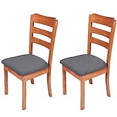 abordables Funda de silla-2 fundas de asiento para comedor, color burdeos, impermeables, elásticas, con respaldo alto, fundas de licra para asiento de silla con banda elástica para boda