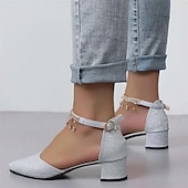 levne Poloformální-dámské svatební boty lodičky boty pro nevěstu boty pro družičku elegantní denní sexy klub bling šumivé boty zlatý střípek drahokamu flitr robustní podpatek špičaté boty jarní letní párty